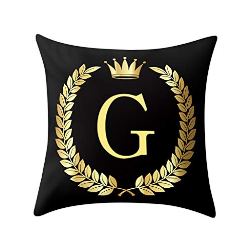 Black Pillow Cover Throw Pillow Case English Alphabet A Throw Pillow Case Modern Cushion Cover Square Pillowcase Decoration for Sofa Bed Chair Car