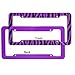 OxGord 2pc Set Plastic License Plate Frames with ZebraTiger Stripes, Purple Black