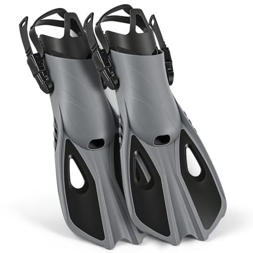Gavzrt Barbatanas Para Mergulho Com Calcanhar Aberto E Ajustáveis, Pe De Pato De Natação Em Silicone Preto