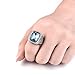MASOP Anti Allergy 316L Stainless Steel Ring Man Synthetic Aquamarine Crystal Engagement Wedding Jewelry