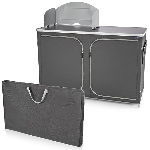 Campart Travel KI-0726 Camping Kitchen Almeria, XXL, 4 Adjustable Legs, Aluminium, Gray