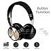 Bluetooth Headphones, Riwbox XBT-90 Foldable Wireless Bluetooth Headphones Over Ear Hi-Fi Stereo Wireless Headset with Mic/TF Card and Volume Control Compatible for PC/Cell Phones/TV/ipad (Black&Gold)thumb 2