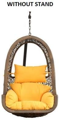 FurniFuture Maria Outdoor Hanging Swing Chair (Without Stand, Golden)