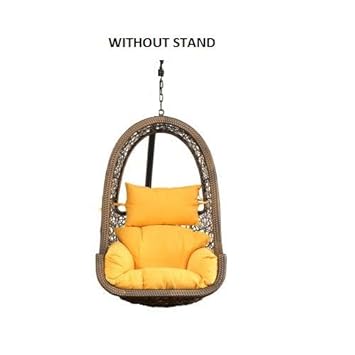 FurniFuture?? Maria Outdoor Hanging Swing Chair Without Stand - (Golden)