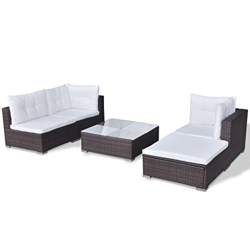 vidaXL Gartenmöbel 14-TLG. Poly Rattan Sofa Lounge Sitzgruppe Gartengarnitur – Bild 6