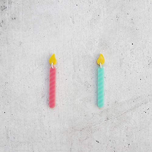 Happy Birthday Candle Dangle Earrings Laser Cut Acrylic
