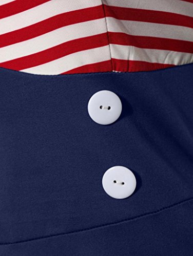 Women's USA American Flag Dress,Todaies Women Vintage Sleeveless Dress 4th July Independence Day Dresses Evening Party Prom Swing Dress 2018 (L, Navy)