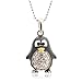 Spinningdaisy Silver Plated Round Body Cute Black Penguin Necklace