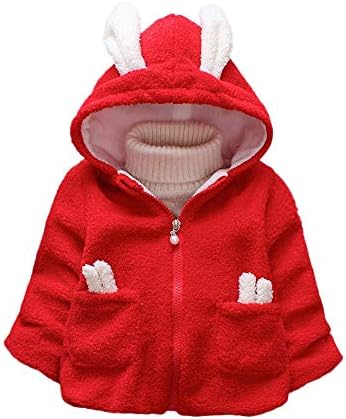 Babymomo Baby Girl Boy Cartoon Jacket, Toddler Rabbit Long Ear Solid Warm Hooded Coat Outwear
