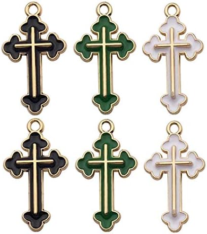 YoudiylaUK 45pcs Assorted Enamel Gold Plated The Cross Charm for Jewellery Making Necklace Bracelet Ankle Earring DIY Findings WM160