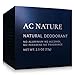 AC NATURE Deodorant, Organic and 100% Natural Ingredients, Aluminum Free, No Fragrances, Paraben Free, All Day Odor Protection for Women/Men, Unscented, 2.5 oz.
