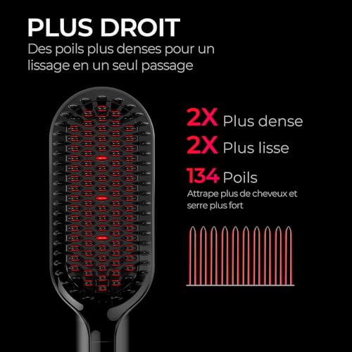 TYMO Ionic Hair Straightening Brush - TYMO Ionic Plus Professional Hair Straightener, Quick Styling, 16 Temperatures, 80-230°C, LCD Display, Double Voltage, Fast Heating, Anti-scald, Straightening Iron