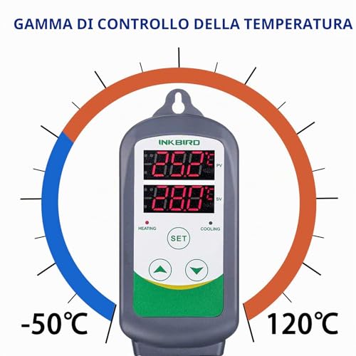 Inkbird ITC-308 220 V Digital Temperature Controller Thermostat Control with Heating and Cooling for Homebrew, Breeding, Greenhouse