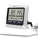 Balhvit Meat Thermometer, Large LCD Digital Thermometer Oven Thermometer Timer with Stainless Steel Probe, Instant Read Thermometer Kitchen Food Thermometer for Indoor Outdoor Cooking BBQ Grill Smoker