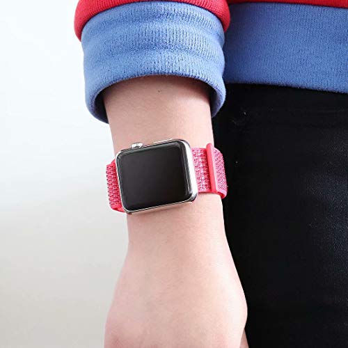 HILIMNY Compatible for Apple Watch Band 38mm 40mm, New Nylon Sport Loop, Adjustable Closure Wrist Strap, Replacement Band Compatible for iWatch Series 4 3 2 1(38mm 40mm, Nectarine)