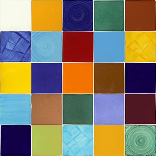 Tierra y Fuego Tile Set - Twenty-Five (25) 4¼ x 4¼ in. Ceramic Mexican Tiles - Talavera
