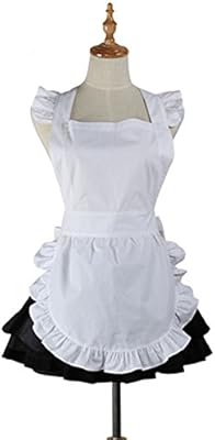 Amazon Aspire エプロン 調理キッチン飲食店用 ラッフルエプロン ウェイトレス コスプレメイド服 ホワイト 大人 エプロン オンライン通販