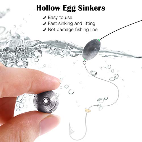 Glarks Gewichte für Eier zum Angeln von Oliven, Barsch, hohles Ei, Kugelgewicht, Set – Bild 7