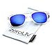 zeroUV Flat Matte Reflective Flash Color Lens Large Horn Rimmed Style Sunglasses - UV400 (Clear Ice)