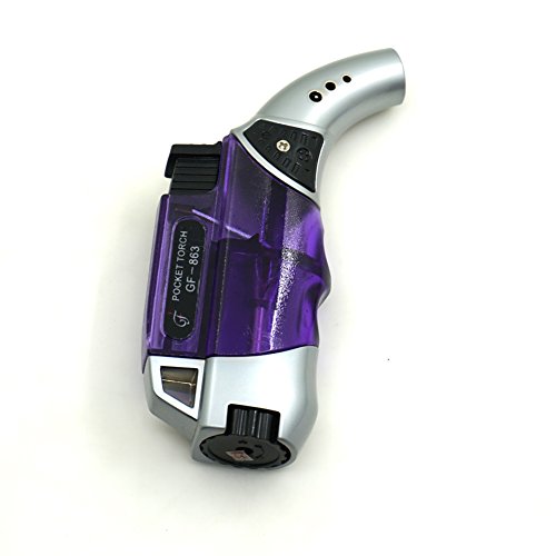 GuangFa Handheld Mini 863 Butane Torch Windproof Refillable Gas Steel Adjustable Flame 1300Â°C/2500Â°F for Kitchen Cooking Cigar Light BBQ Welding â€¦ (Purple)