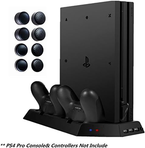 DOUBI Vertical Stand for PS4 Pro - Controller Charging Station with Cooling Fan for Sony Playstation 4 Pro Console
