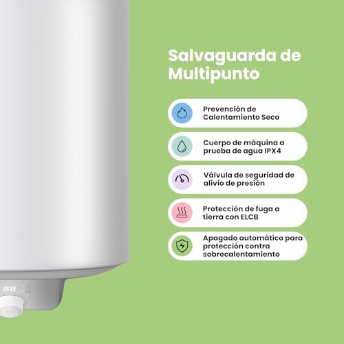 ' D50-15EFG Calentador de agua eléctrico mural de Accumolo 50 L Sobre fregadero de acumulación Compacto fácil de instalar, Blanco