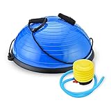 TECHMOO 23 Inch Half Balance Ball Ball Balance Trainer Exercise Ball Resistance Bands Training Equipment Trainer Balance Boards Superior Balance Balls Pebble Textured Surface for Strength Exercise