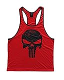 Skull Logo Men's Stringer Tank Top Deepcut Small Red