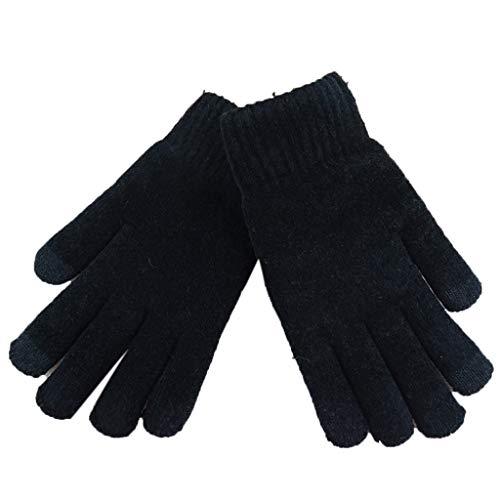 Crytech Women Men Knitted Winter Warm Phone Screen Touch Full Finger Mittens Thermal Thick Knitting Hand Warmer Screentouch Gloves for Texting Typing in Cold Weather (Black)
