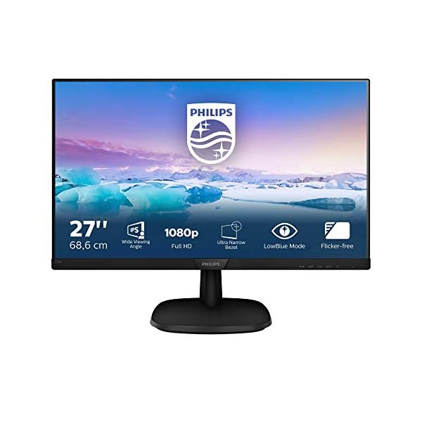 Philips 273V7QJAB - 27 Inch FHD Monitor, 75Hz, 4ms, IPS, Speakers, Smart Image, Narrow Border, LowBlue Mode (1920 x 1080…