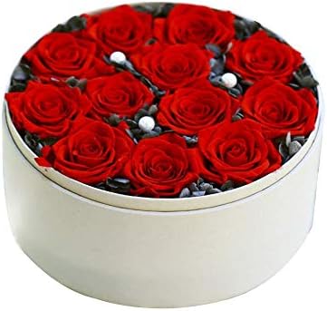 プリザーブドフレッシュフラワーローズフェスティブプリザーブドフォーエバーローズイモータルフレッシュローズラウンドカートンユニークギフト レッド