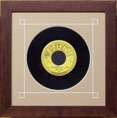 45 Single (6 7/8") Vinyl-Record Frame Featuring Mocha Mat Design and solid wood Walnut Stained Frame
