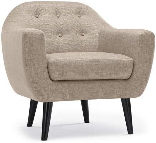 Menzzo Fidelio Contemporary Scandinavian Wood/Fabric Armchair 85 x 83 x 86 cm, Wood, beige, L83 x P85 x H86 cm
