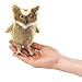 Folkmanis Mini Great Horned Owl Finger Puppet, Brown, White, Black