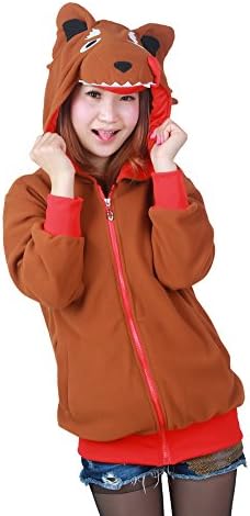 OLadydress Cute Animal Hoodie Jackets Unisex Adult Sweatshirts With Side Pockets Wolf-BR Small