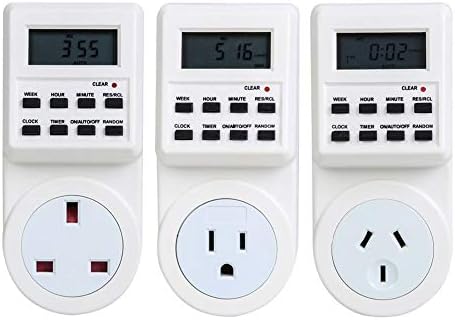 BIN BON - US/UK/AU Plug LCD Electronic Plug-in Programmable 12/24 Hour Timer Switch Socket NG4S