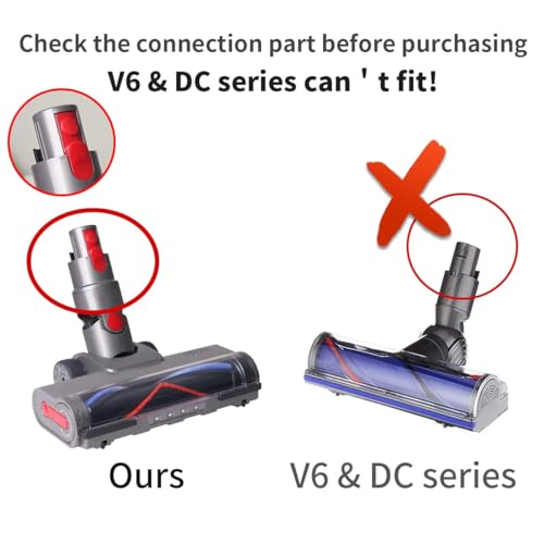 LBOYLOVE® Hardwood Floor Attachment for Dyson V7 V8 V10 V11 V15 Vacuum Cleaner, Bristle Roller Brush Cleaner Head with LED Light for Dyson V7 V8 V10 V11 V15, Quick-Release Motorhead Cleaner Head