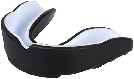 Ultimate Protection Sports Mouth Guard Boil &amp; Bite Custom-Fit Gum Shield for Youth and Adult (Black/White, Junior)