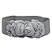 Voberry Women Fashion Double Rose Flower Buckle Elastic Waist Belt Waistband (Gray)