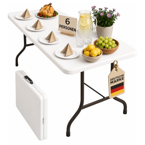 Floordirekt- Buffettisch Tisch klappbar Kunststoff 183x76 cm - Buffettisch mit Tragegriff - Klapptisch für Garten Terrasse und Balkon - Campingtisch 6