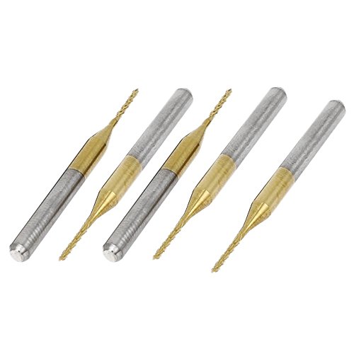SODIAL 5 pcs 3.175x1x7mm titanium coated PCB CNC milling cutter shank router micro-router