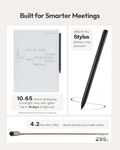iFLYTEK AINOTE 2, AI Note Taking Tablet for Meeting, 10.65" E-Ink Tablet, Ultra-Thin 4.2mm Digital Notebook with Voice-to-Text, 16-Language Transcription, Handwritten-to-Text, Ideal for Work&Study