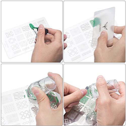 Ejiubas Stamping Plates Nail Stamp 3Pcs + 1 Nail Stamper Scraper Nail Stamping Kits Nail Stamper Plates DIY Nail Art Design EJB-01&06&08 - Thumbnail 7