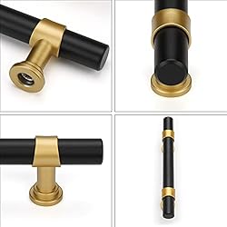 Haliwu 10 Pack Black Cabinet Pulls, Black&Gold