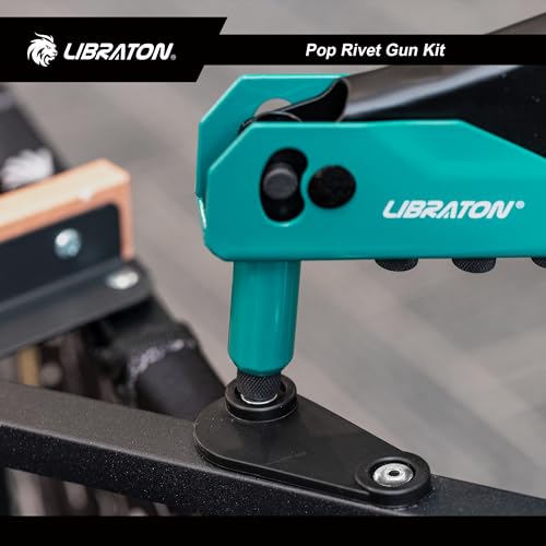 Libraton Professional Rivet Pliers, Pop Riveter, Blind Rivet Pliers, Manual Rivet Gun, Riveting Tool with 120 Blind Rivets, 4 HSS Drills, 4 Interchangeable Nozzles Without Tool