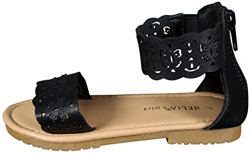 dELiA*s Girls Gladiator Style Sandals with Metallic Perforated Butterfly Details, Black, Size 5 M US Toddler'