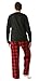 #followme Polar Fleece Pajama Pants Set For Men/Sleepwear,Black Top / Red Buffalo Plaid Pant,Medium