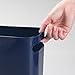 InterDesign Una Rectangular Trash Can with Handles, Waste Basket Garbage Can for Bathroom, Bedroom, Home Office, Dorm, College, 10-Inch, Navy Blue
