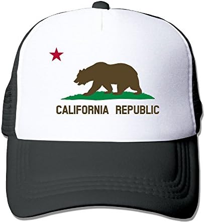 Hizhogqul California Bear Flag Trucker Hat Unisex Adult Baseball Mesh Cap Black