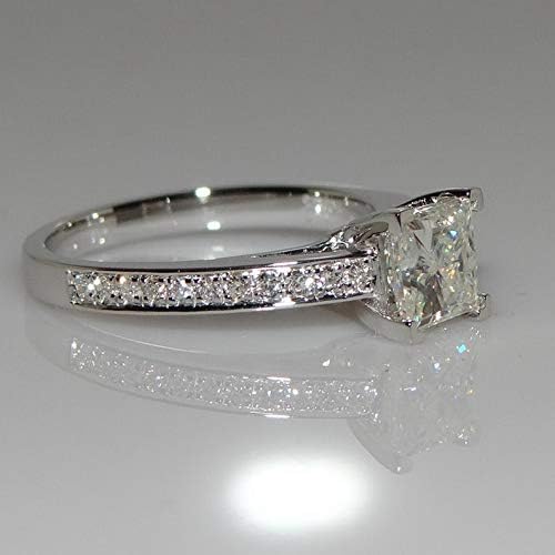 Wausa Princess Cut 1ct Engagement CZ 925 Silver Women Wedding Band Ring Sz4-9 | Model RNG - 23439 | 8,5